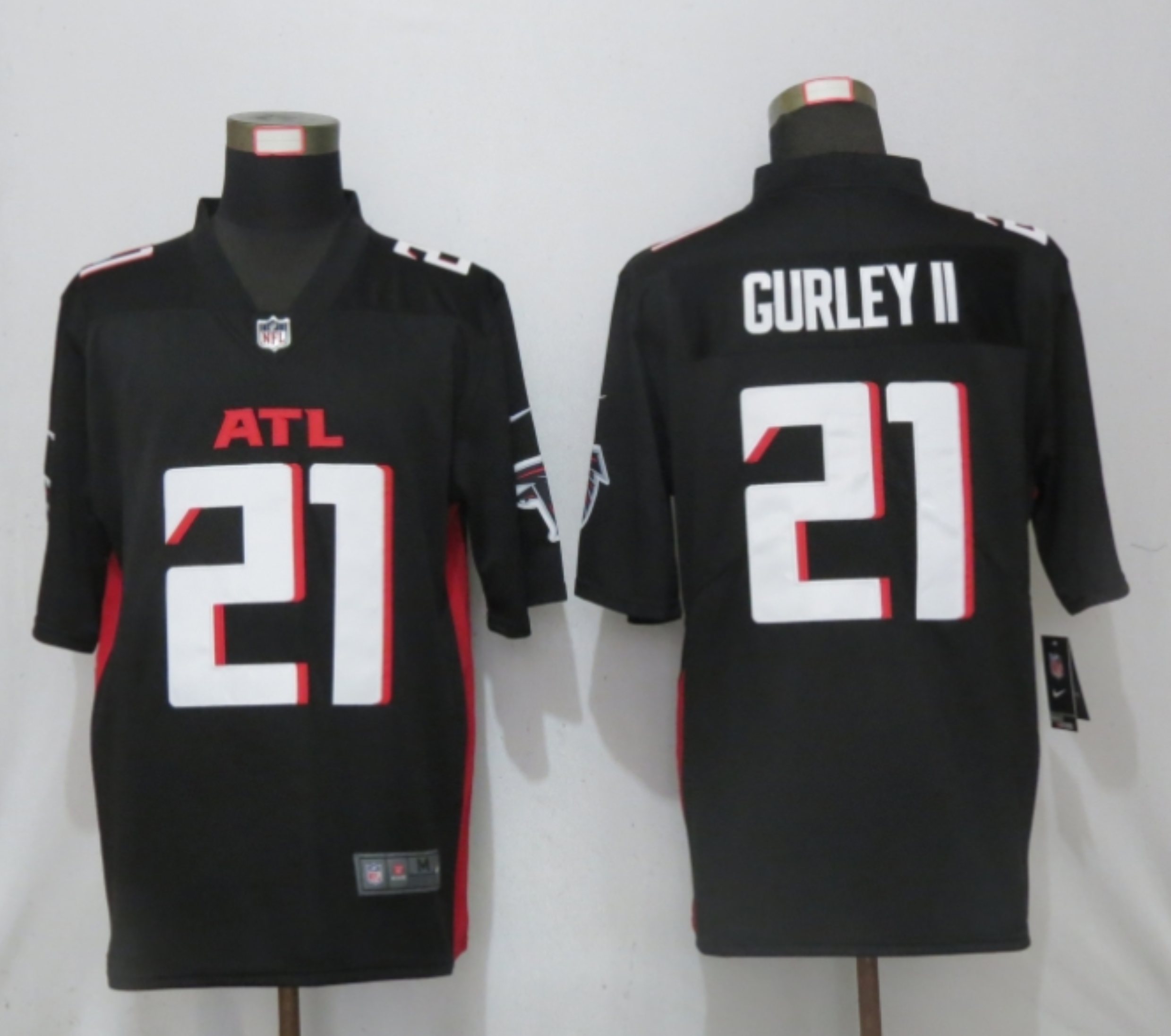 Men New Nike Atlanta Falcons 21 Gurley II Black Game Jersey